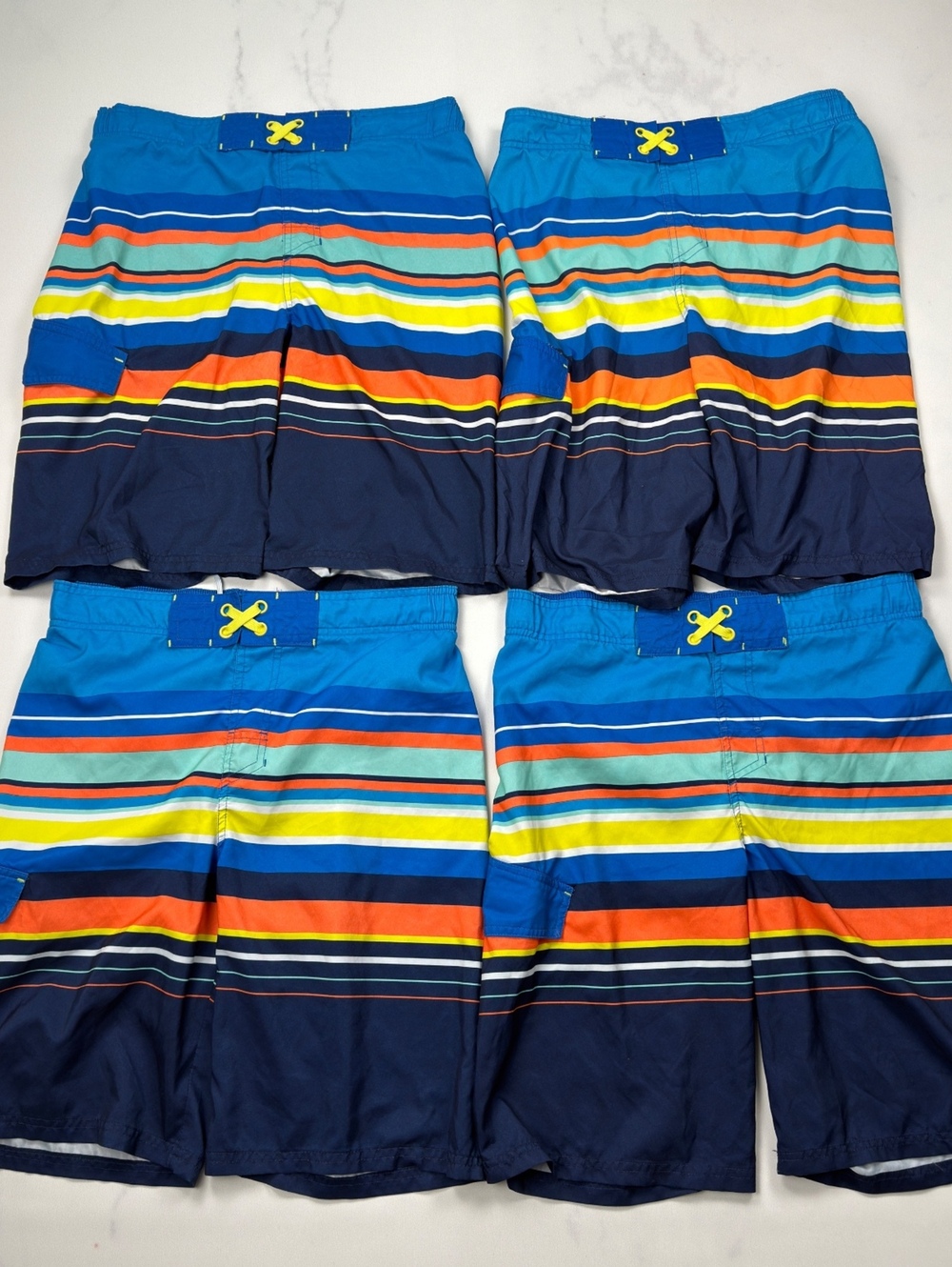 Cat & Jack Swim Trunks Striped Blue Yellow Orange - Boys XL Husky Pack of 4